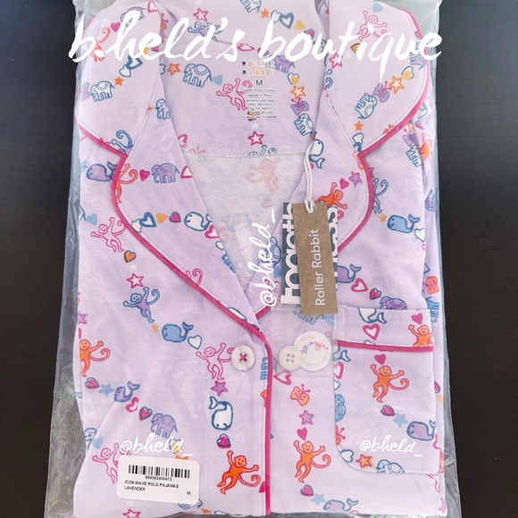 Roller Rabbit Icon Wave Polo Pajamas in Lavender Size Medium Dreamland Day 6 NWT - Picture 15 of 16